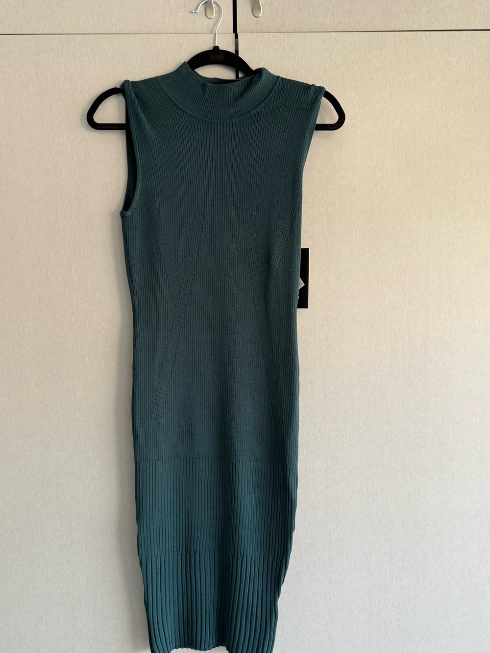 Marciano Sleek Ribbed Sleeveless Dress in Teal Green